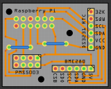 The PCB view in Fritzing