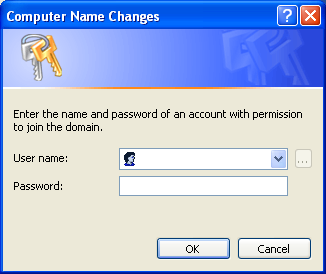 Computer Name Changes User name and Password Panel.