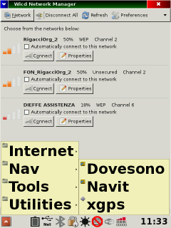 Matchbox on Debian, WiCd running, App menu opened