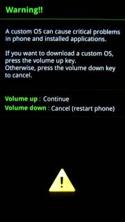 Warning before entering Download Mode