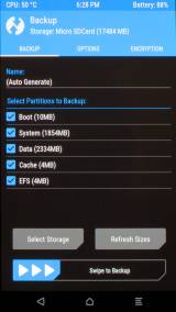 TWRP Recovery: Backup screen