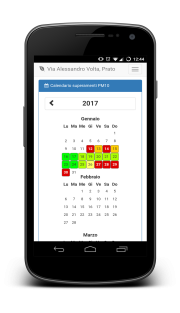 Calendar with PM10 daily exceedances
