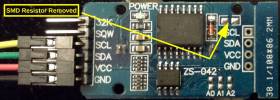 ZS-042 RTC module with SMD resitor removed