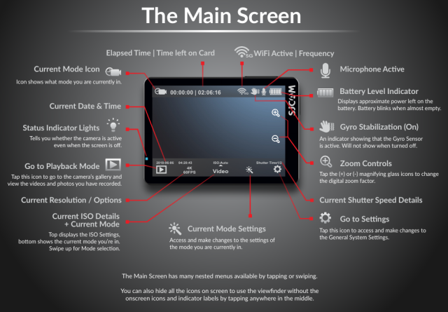 SJCAM SJ8 Pro Main Screen