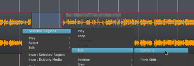 Ardour:Combine two Regions