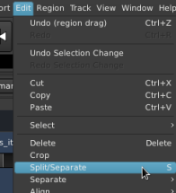 Ardour: Split/Separate