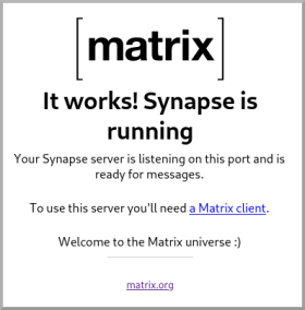 Homeserver Matrix-Synapse is running