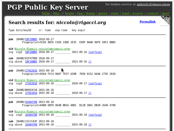 Search result on pgp.key-server.io