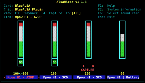 Alsamixer with Bluealsa device