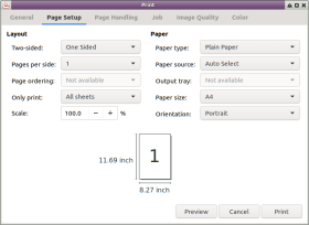 Evince Page Setup