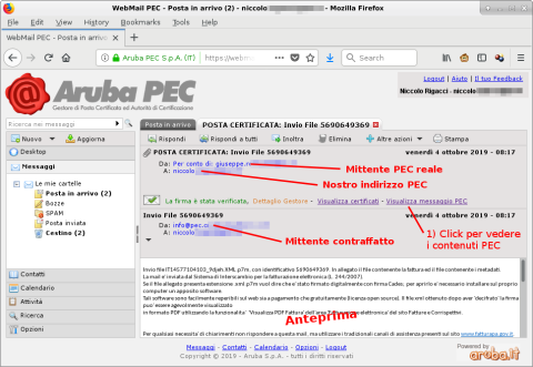 Anteprima di messaggio PEC
